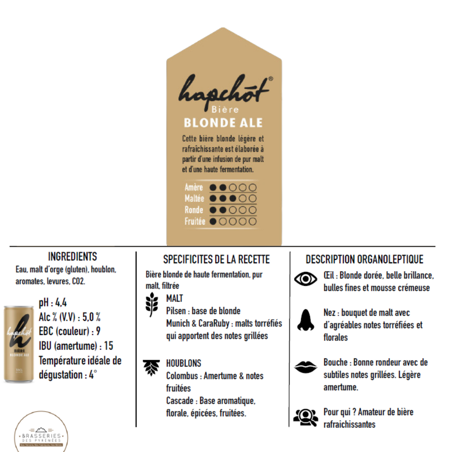 HAPCHOT Blonde - Carton de 12 canettes 33cl